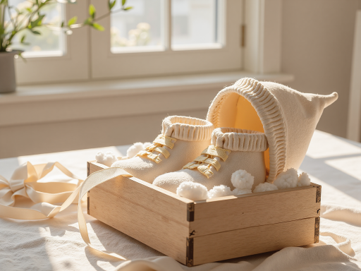 Pair of baby boots, pink color, with decorative bow, fur lining visible, on white background